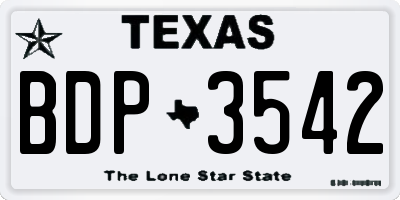 TX license plate BDP3542