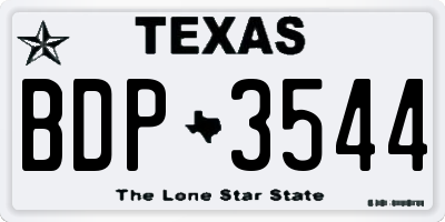 TX license plate BDP3544