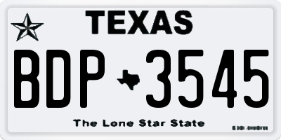 TX license plate BDP3545