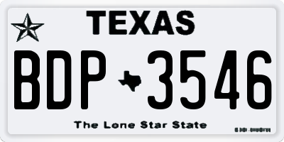TX license plate BDP3546