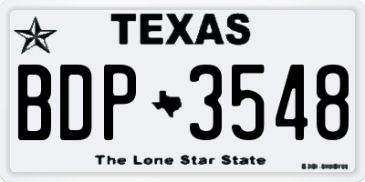 TX license plate BDP3548