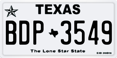 TX license plate BDP3549