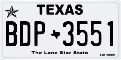 TX license plate BDP3551