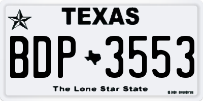 TX license plate BDP3553