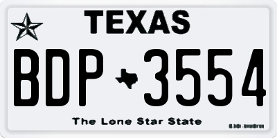 TX license plate BDP3554