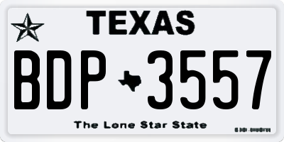 TX license plate BDP3557
