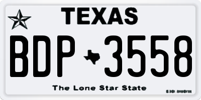 TX license plate BDP3558