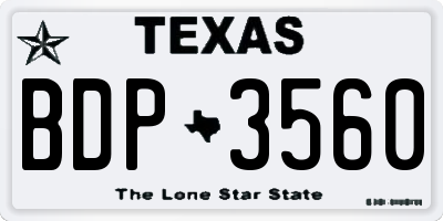 TX license plate BDP3560