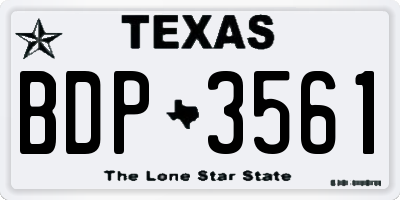 TX license plate BDP3561