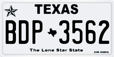 TX license plate BDP3562