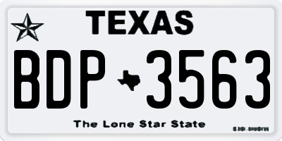 TX license plate BDP3563