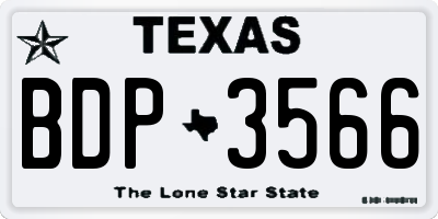 TX license plate BDP3566