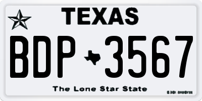 TX license plate BDP3567