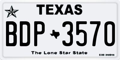 TX license plate BDP3570