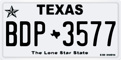 TX license plate BDP3577