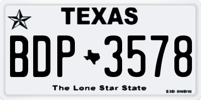 TX license plate BDP3578