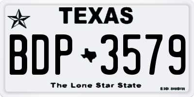 TX license plate BDP3579