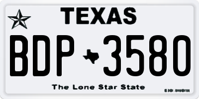 TX license plate BDP3580