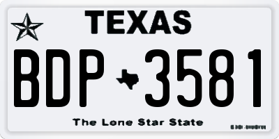 TX license plate BDP3581