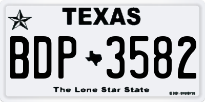 TX license plate BDP3582