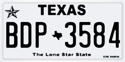 TX license plate BDP3584