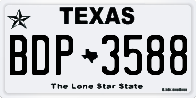 TX license plate BDP3588