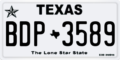 TX license plate BDP3589