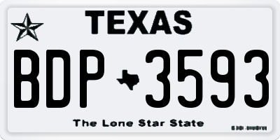 TX license plate BDP3593
