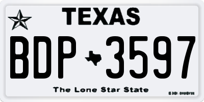 TX license plate BDP3597