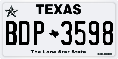 TX license plate BDP3598
