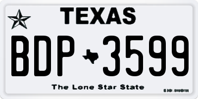 TX license plate BDP3599