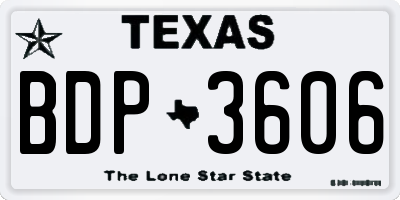 TX license plate BDP3606