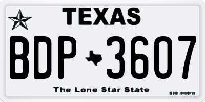 TX license plate BDP3607