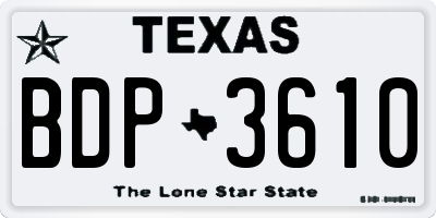 TX license plate BDP3610