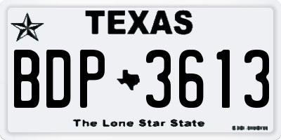TX license plate BDP3613