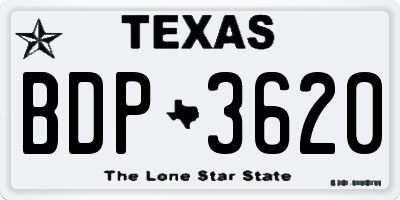 TX license plate BDP3620
