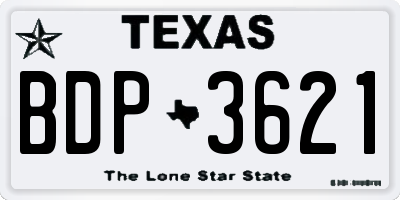 TX license plate BDP3621