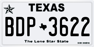 TX license plate BDP3622