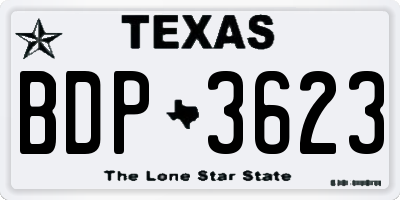 TX license plate BDP3623