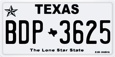 TX license plate BDP3625