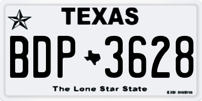 TX license plate BDP3628