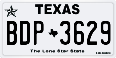 TX license plate BDP3629
