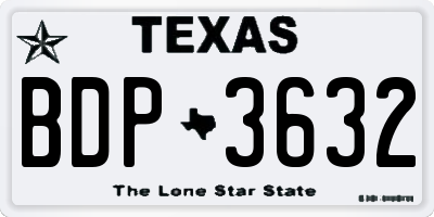 TX license plate BDP3632