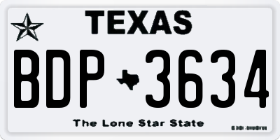 TX license plate BDP3634