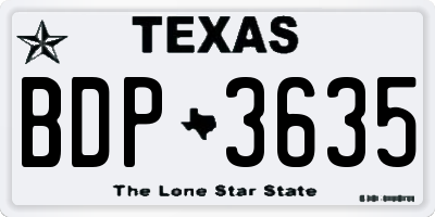 TX license plate BDP3635
