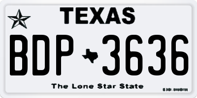 TX license plate BDP3636