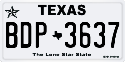 TX license plate BDP3637