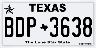 TX license plate BDP3638