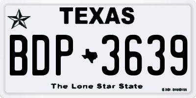 TX license plate BDP3639