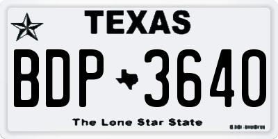 TX license plate BDP3640